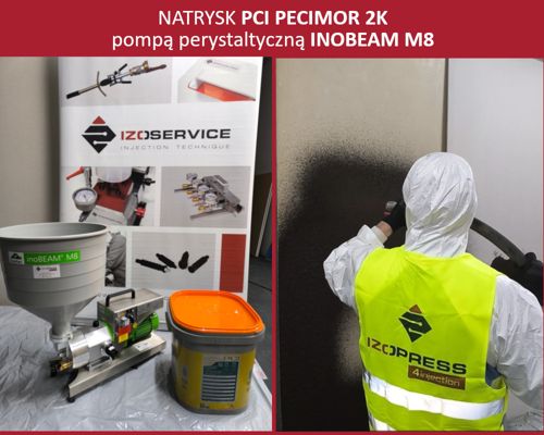 Szkolenie Izoservice, natrysk materiału PCI PECIMOR 2K pompą inoBEAM M8